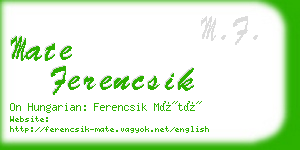 mate ferencsik business card